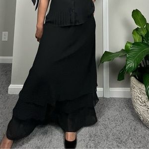 Alex Evenings Long Sheer Black Skirt